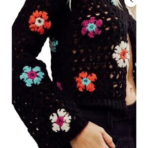 Free People x Tach Raza / Floral Crochet Sweater
